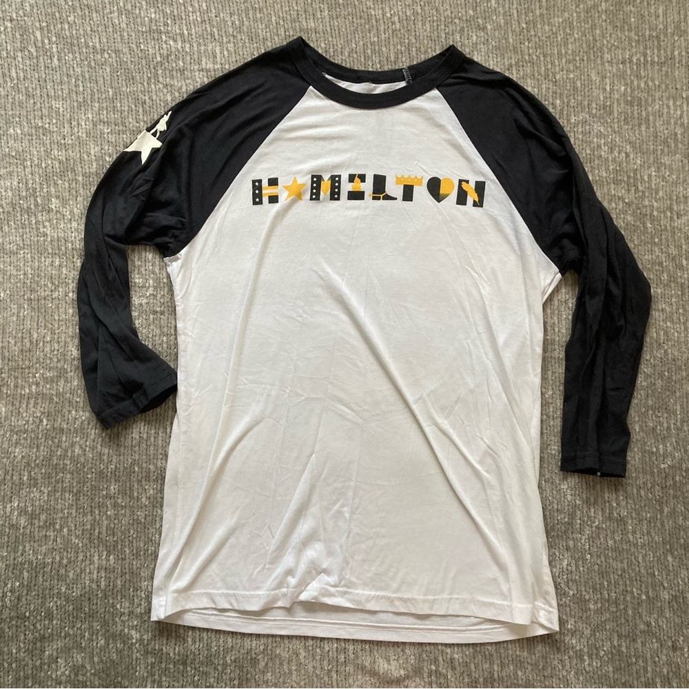 Hamilton Musical Raglan Shirt Black White Long Sleeve Graphic‎ Tee Medium